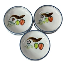 Set of 6 Sam Seong Fine Bone China Hand Painted Wild Grapes Desert Bowls