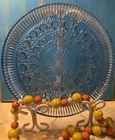 Vintage Federal Glass Windsor Blue Cheese or Cake Plate Platter 11"D EUC
