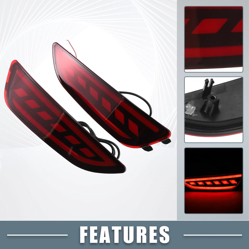 Luces de freno LED reflectoras de parachoques trasero 2 piezas para Hyundai Accent Hatchback 2012-17 Foto 3 de 4