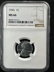 1943 1C  Lincoln Wheat One Cent NGC MS66   8699719-011