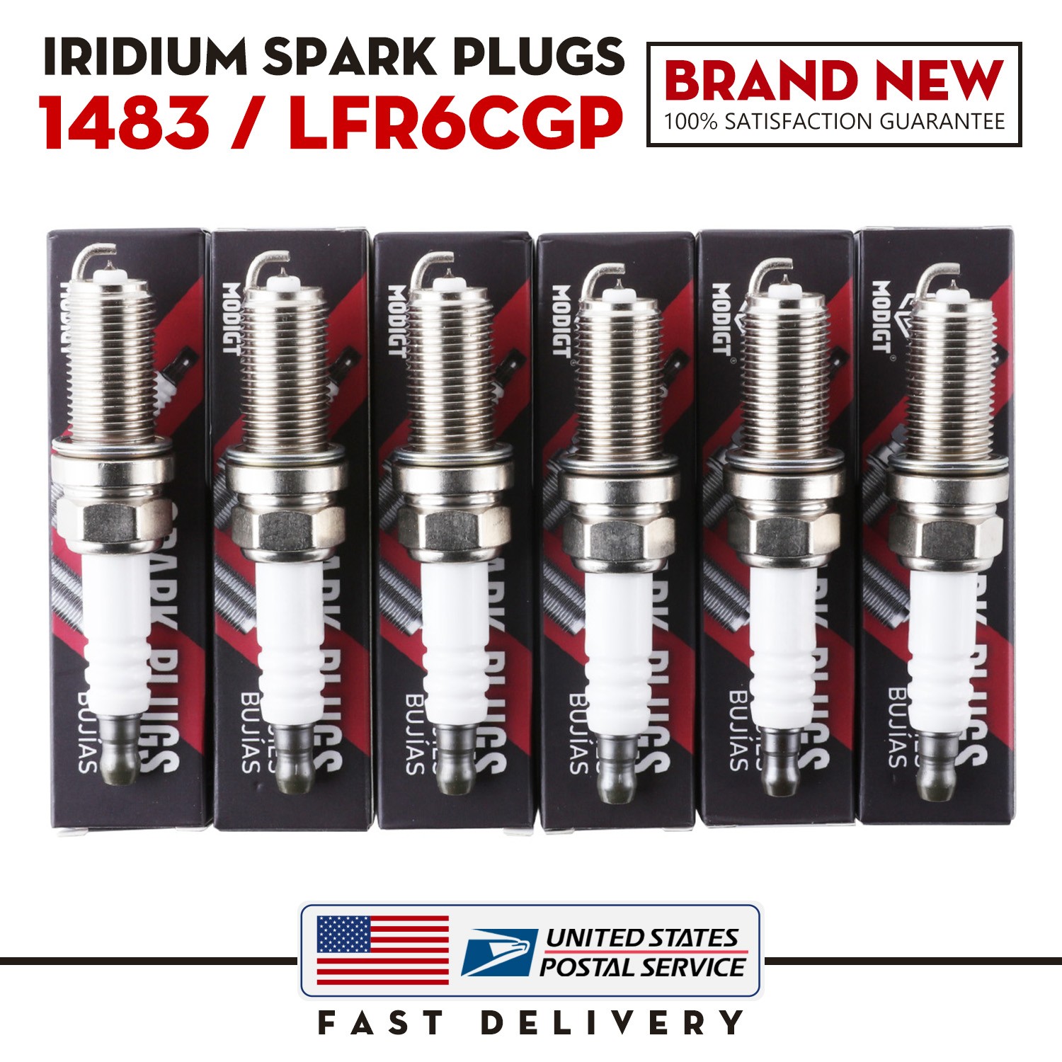 High-Performance Iridium Spark Plugs 6 Packs For Honda Toyota Kia LFR6CGP/1483