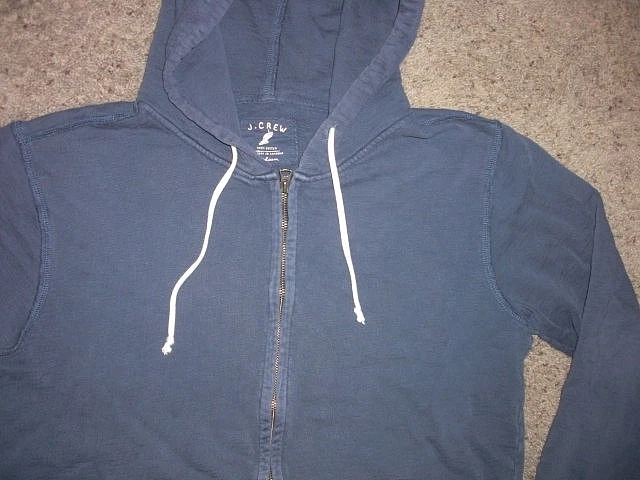 J. CREW Sudadera con Capucha Azul Gruesa Algodón Puro Cremallera Completa Hombre Mediana Foto 3 de 4