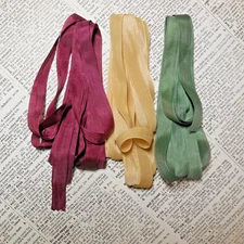 Vintage Seam Binding 15 Total Yds 3 Colors Sewing Trim Gift Wrap "Aged Elegance"