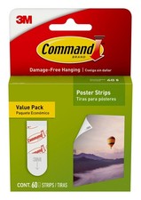 Command Poster Strips Value Pack, 60 Strips Damage-Free Poster Hangers, No Tools 0.36 per strip