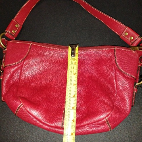 Fossil RED Soft Pebbled Leather W Key Satchel Shoulder Hand Bag Purse - Picture 7 of 9