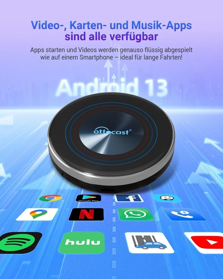 OTTOCAST I3 BMW AI Box YouTube Split-Screen SIM für Autos mit Wireless CarPlay - Bild 2 von 4
