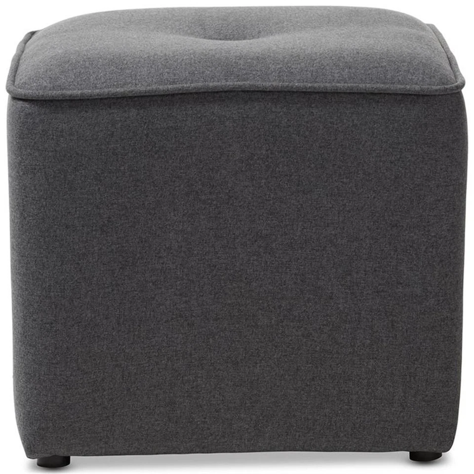 Baxton Studio Corinne 16" Square Ottoman in Dark Gray - Image 3 of 4