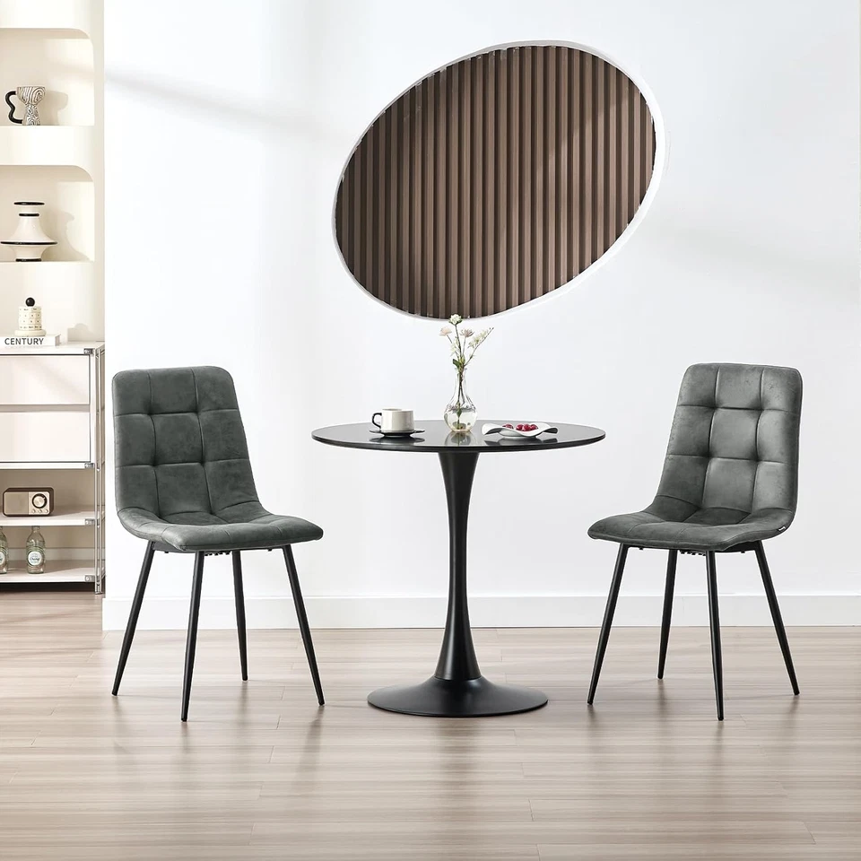 Sedie Sala Da Pranzo Set Da 6,Panno Tecnico Sedie Cucina,Salotto Con Base in Met - Immagine 2 di 4