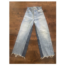 RE/DONE x Levi's Women's Wide-Leg Blue Denim Jeans Distressed Logo