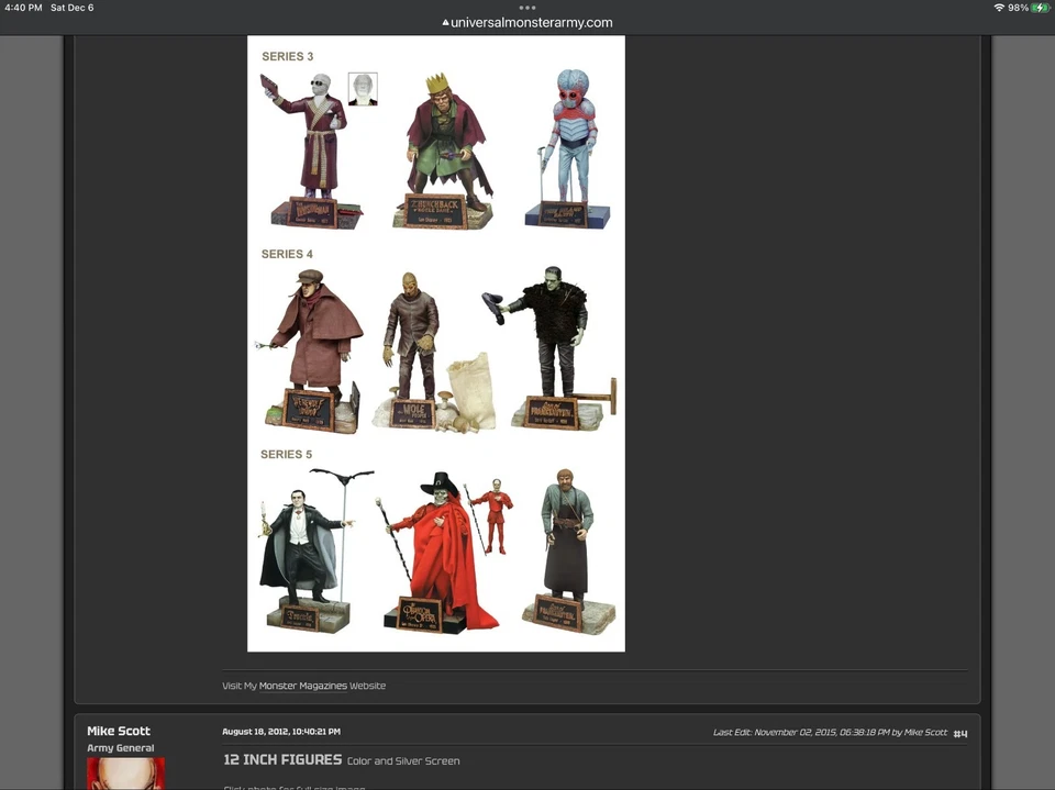 Sideshow 8" Universal Monsters-15 bonecos em perfeito estado no pacote todas as séries 5  - Imagem 2 de 3