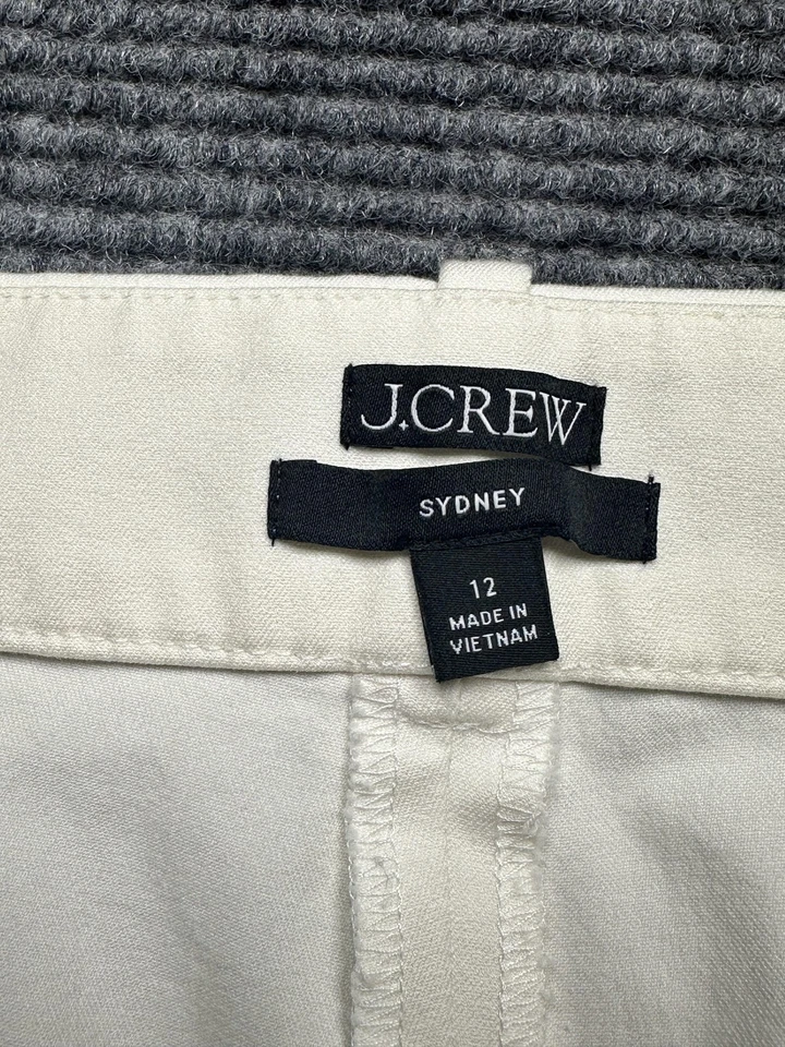 Pantalones de pierna ancha J Crew Sydney para mujer 12 marfil recortados bolsillo frontal informales primavera Foto 4 de 4