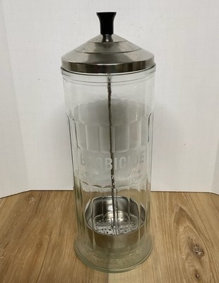 Vintage Barbicide Disinfectant Glass Jar Container King Research Inc -11 