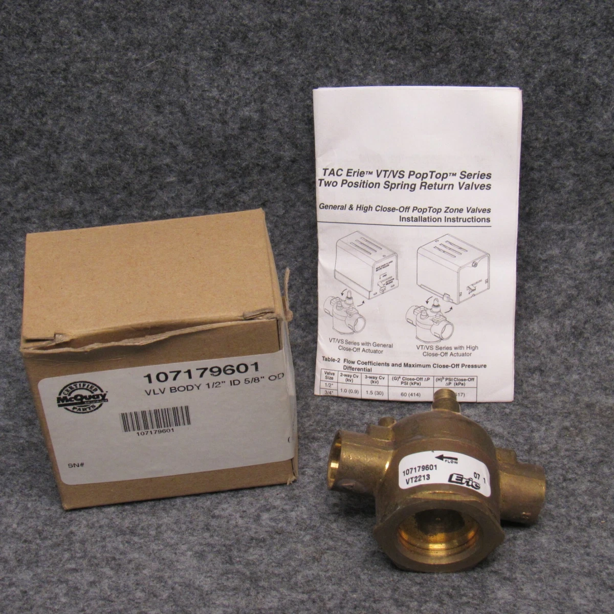 McQuay 107179601 Valve Body 1/2