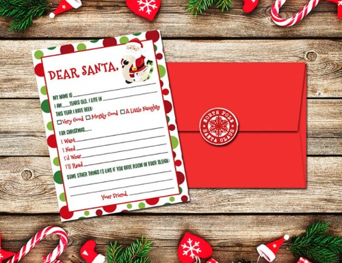 Letter To Santa Writing Kit 5Pack Fill In The Blank 5X7 Cards Envelopes Stickers - Picture 4 of 4
