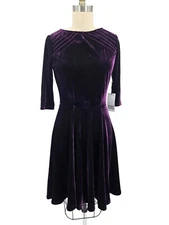 New Unique Vintage Plum Velvet Stephanie Dress Womens M 6/8 Circle Skirt Purple