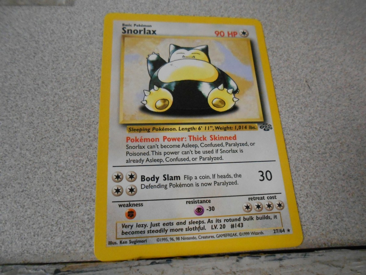 RARE Pokemon Jungle Set Snorlax 27/64 Non-Holo Rare Unlimited 1999