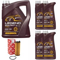 MotoröL Set Mannol 0W-30 Legend 504/507 9 Liter + ÖLfilter FüR Audi A6 A4 Q7 VW