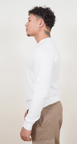 Mens Long Sleeve Cotton T-Shirt Regular Fit Crew Neck or Henley Top Lounge Work - Picture 50 of 72