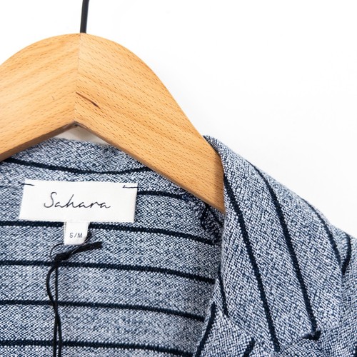 Sahara Linen Viscose Stripe Boxy Jacket Size S/M 10 12 14 NEW Navy Blue - Picture 13 of 24