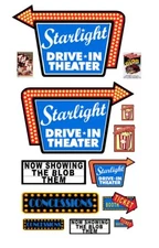 1:87 HO scale model drive in movie theater signs