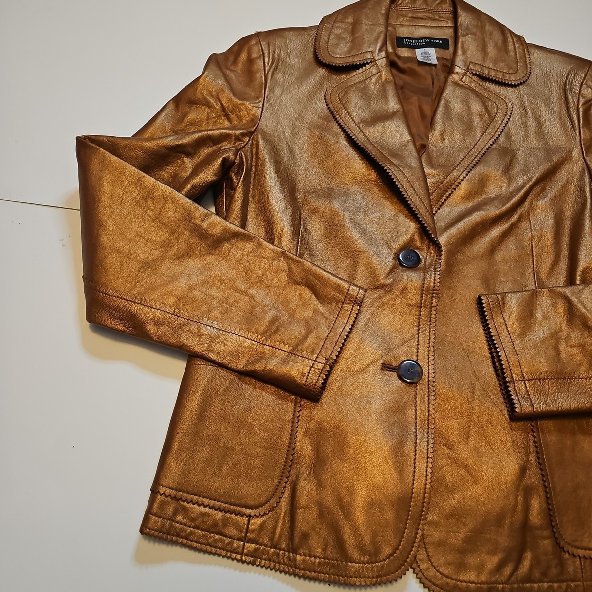 Jones New York Collection 100% Leather Short Jacket Women's Jones New York Collection 100% Leather Short Jacket Women's