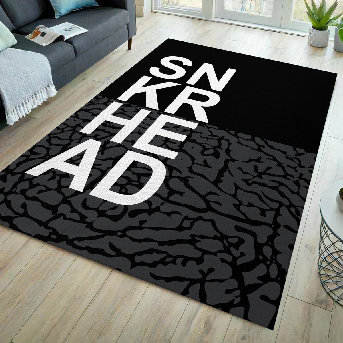 Sneaker rug, black and grey rug, sneaker room rug, shoe rug, shoe cabinet  rug