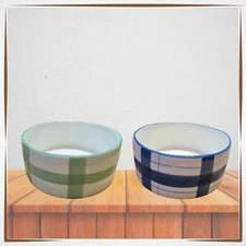 Ceramic Dog Bowl Plaid Medium Size High Quality Dog Bowl Two Colors