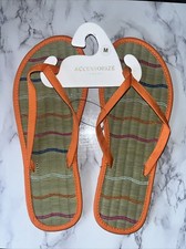 Accessorize Monsoon Seagrass Flip Flops Size M Medium UK 5 6 Orange Striped New