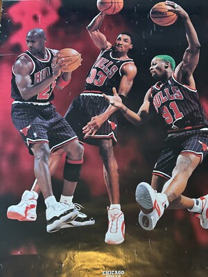 Vintage Chicago Bulls Jordan Pippen Rodman Running Of The Bulls