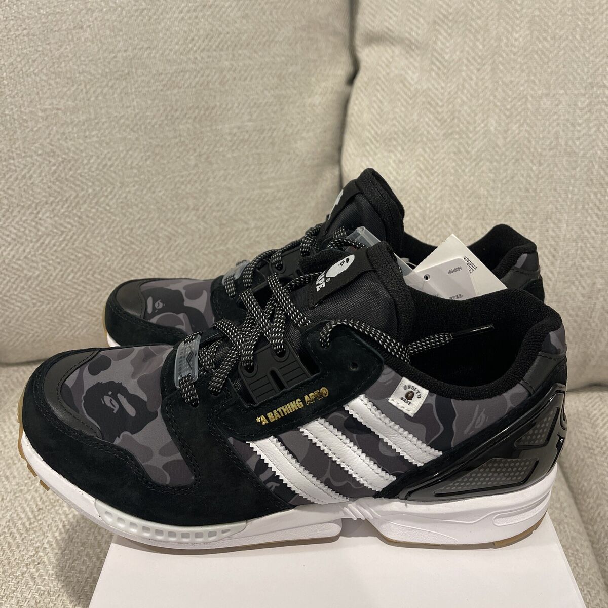 Adidas ZX 8000 x BAPE x Undefeated Black Camo 2020, US Men Adidas ZX 8000 x BAPE x Undefeated Black Camo 2020, US Men