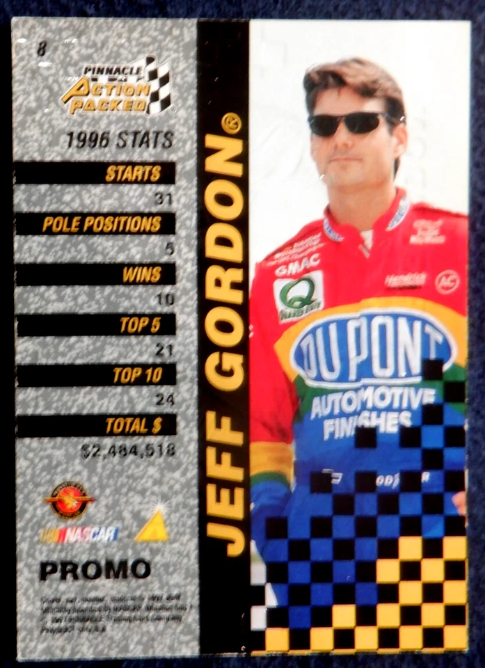 Jeff Gordon promo card 8 Nascar, 1997 Pinnacle Action Packed - Image 2 of 2
