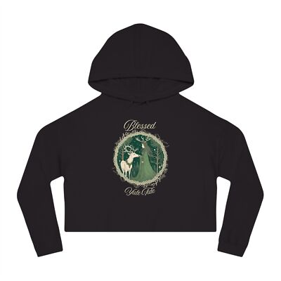 Blessed Yule Cropped Hoodie Cozy Winter Sweatshirt for Yule Winter Solstice