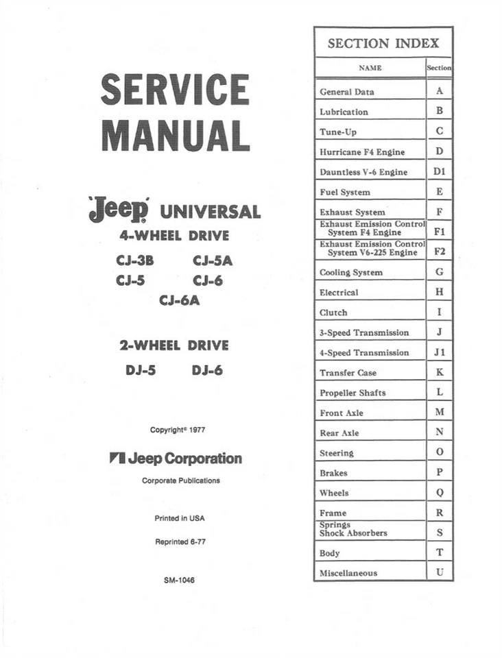 1968 1967 1966 JEEP CJ5 CJ6 Universal Shop Service Repair Manual Book OEM Guide - Imagem 2 de 4