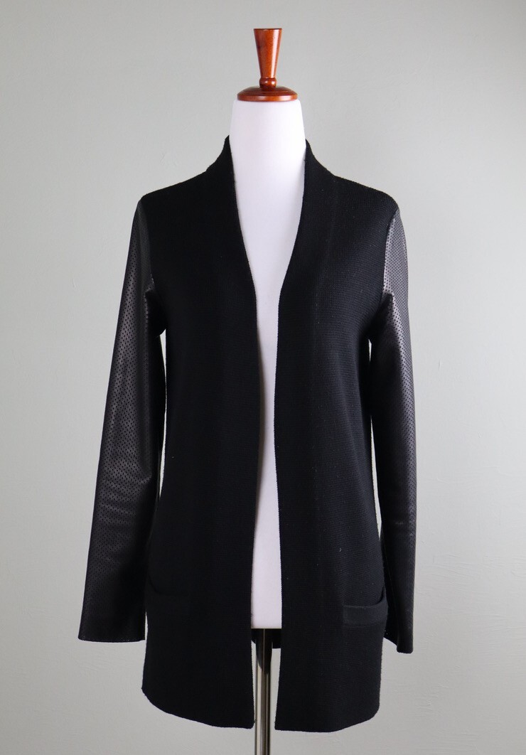 RALPH LAUREN Black Label Collection $695 Wool Leather Sweater Top