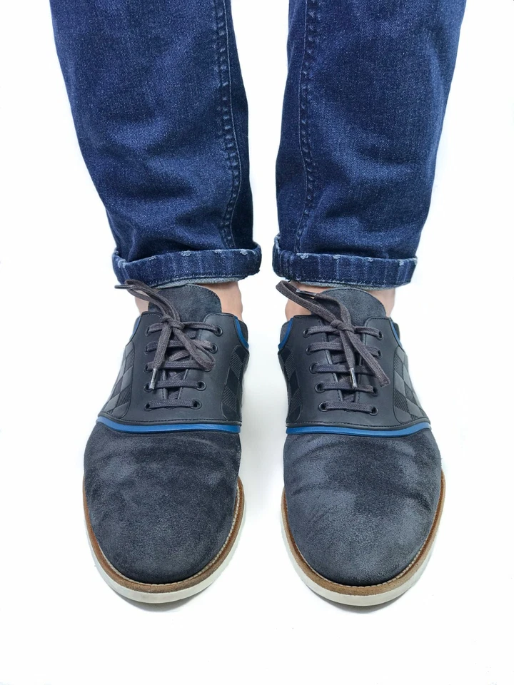 LOUIS VUITTON Mocasines Hombre Gamuza Damier Gris | Talla 6/US 8.5 (26.7 cm/10.5 in) Foto 4 de 4