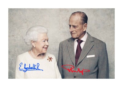 Queen Elizabeth II & Prinz Philip A4 Reproduktion Poster mit Rahmenwahl