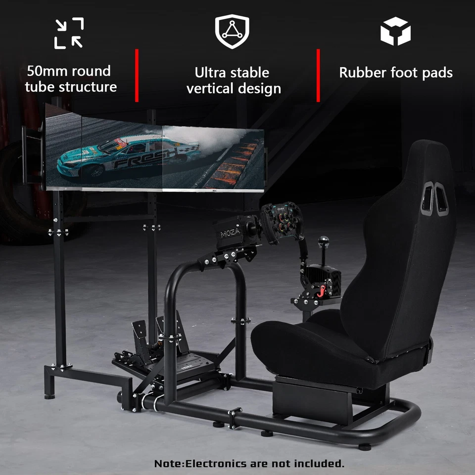 Dardoo Racing Sim Cockpit with Triple Monitor Stand And Seat For Logitech G920 - image 3 of 4