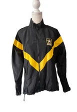 Womens US Army Physical Fitness Uniform Nylon Jacket Black Yellow Size Medium