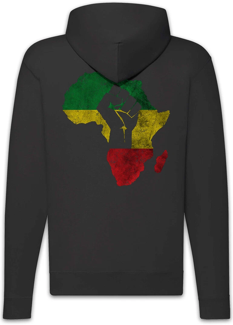 LOEWE Felpa con cappuccio con cerniera pugno africano Rasta Babylon Reggae Giamaica Africa Rastafari leone