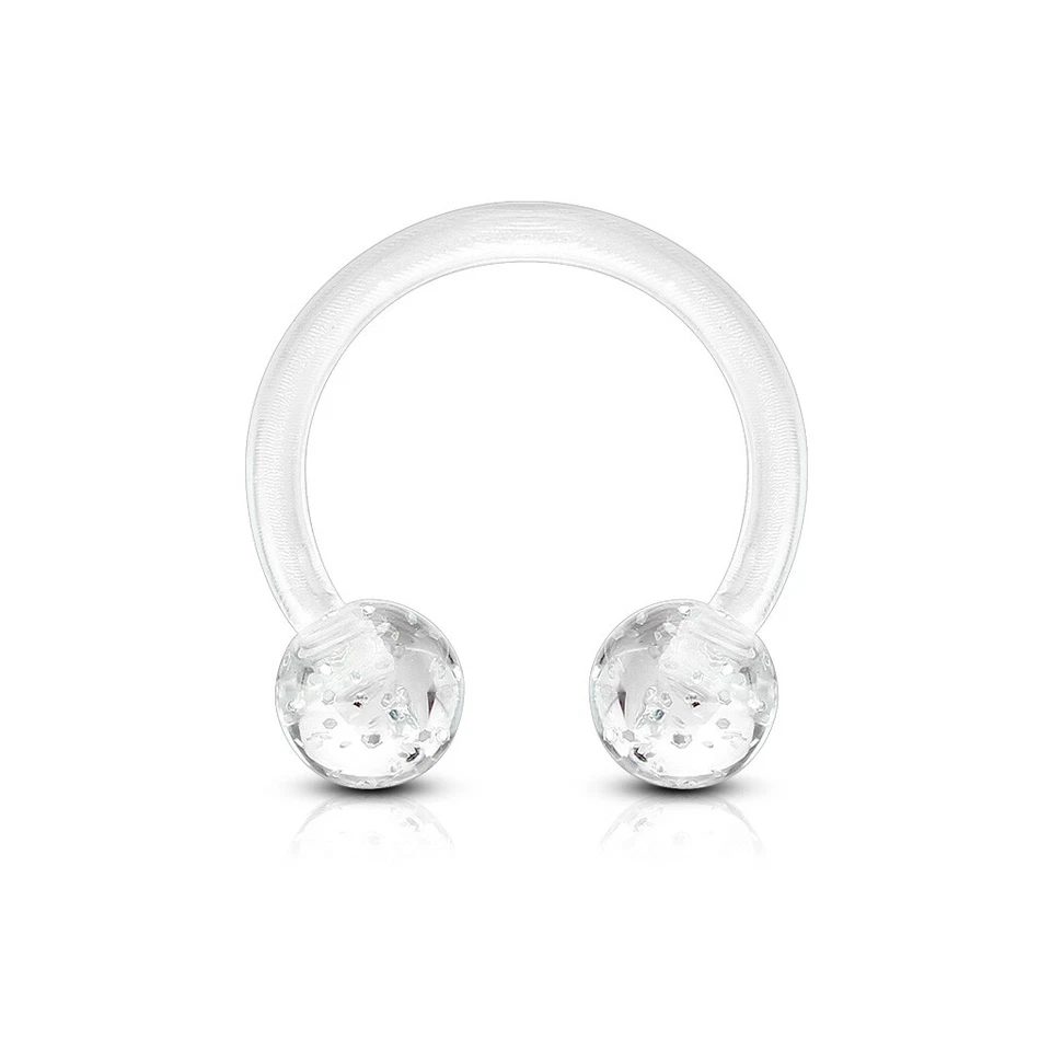 Par Super Brillo Acrílico Circular Flexible Barra Herradura Oreja Cartílago 16G Foto 4 de 4