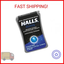 HALLS Minis Mentho-Lyptus Flavor Sugar Free Cough Drops, 24 Drops