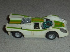 VINTAGE TYCO 4 PRO PORSCHE 917 SLOT CAR WHITE GREEN CURVEHUGGER HO CHASSIS