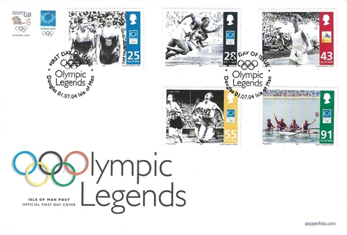 2004 Isle of Man Olympic Games, Athens. Olympic Legends First Day Cover