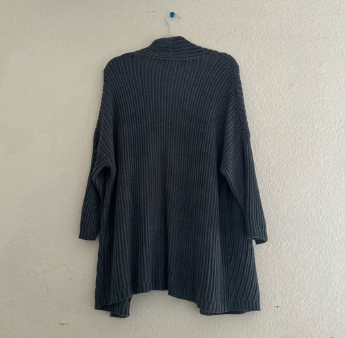 Cardigan J Jill Acciaio Blu Grigio Filato Maglia Linea Lunga Bobby Pin Chiusura Taglia Large - Foto 2 di 6