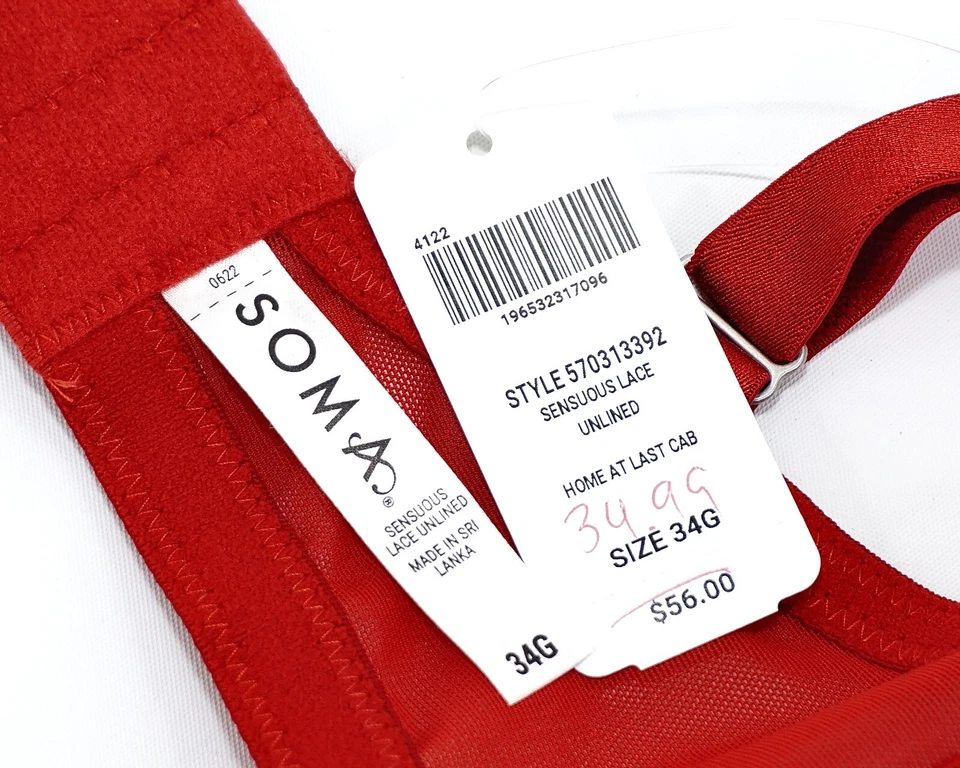 Sujetador sin forro de encaje sensual Soma Intimates ~Hogar en última cabina~ Talla: 34G [NUEVO CON ETIQUETAS] Foto 3 de 4