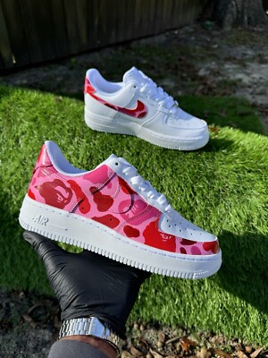 Camo Custom Air Force 1’s (pink/red)