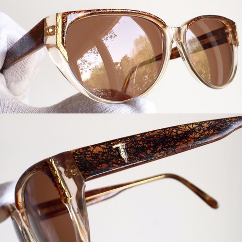 occhiali da sole TRUSSARDI 209 56-14 sunglasses round oval square gold tortoise - Foto 3 di 4