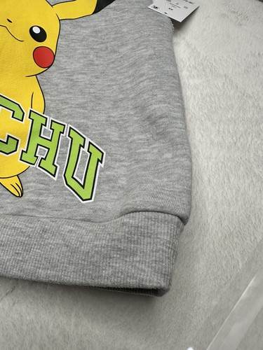Pokemon Pikachu Kids Size XS Sleveless Sweat Hoodie Sweatshirt Gray - Picture 8 of 10