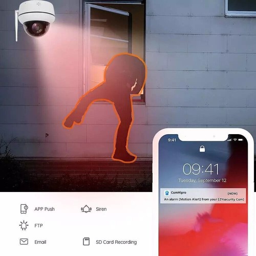 5MP Dome 2.4G Wifi PTZ IP Camera Human Tracking CCTV 2-way Audio 5X Zoom IP66 - Picture 11 of 20