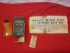 Vtg Jackpot Bait Oil W/ Original Box & Paper Unused Fishing Tackle 60's